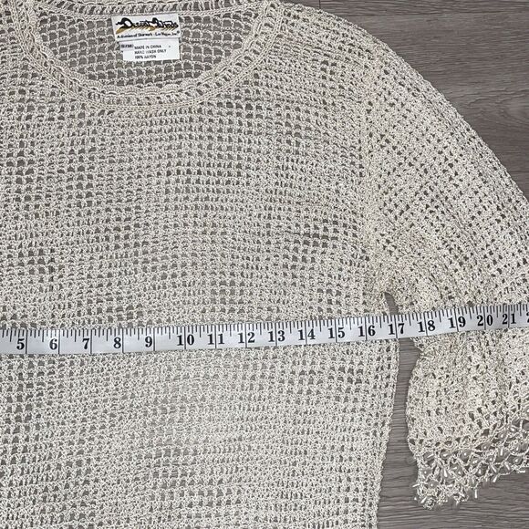 Womens Crochet Tunic Top Small Mesh Elegant Cruise Vacation Cover Up Holiday - Picture 7 of 8